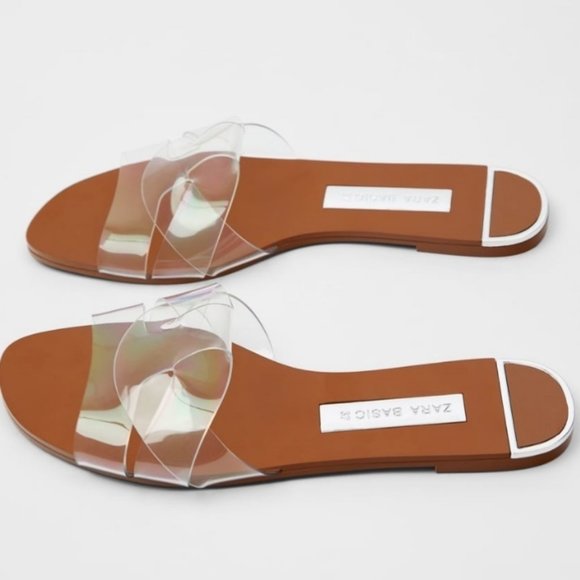 ZARA Casual Style Leather PVC Slippers sandals